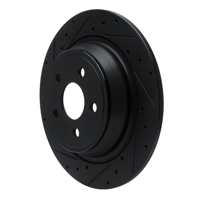 Ford Fusion Brake Rotor (1) - Rear Left - R1 Concepts - Drilled & Slotted - Black - `15-`24